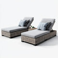 Outdoor Patio Recliner Set 195x60x35 cm with Adjustable Backrest – Gray Cushions – Modern Design