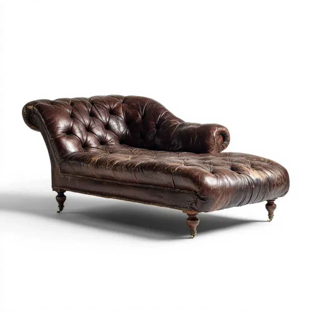 Chaise Lounge Leather 180x80x75 cm - Brown - Classic Design