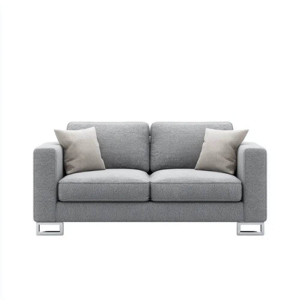 Modern Sofa Set Fabric Upholstery 180x90x85 cm - Light Grey