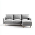 Sectional Sofa Set 250x150x85 cm Fabric Upholstery Modern Design Light Gray