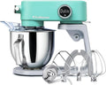 Robot da Cucina Planetaria Professionale in Metallo, 5L, 800W, 8 Velocità, Timer Integrato, Fruste in Acciaio Inox per Impasti Duri, Colore Blu
