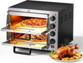 Forno Pizza Elettrico a Due Livelli con Pietra Refrattaria in Cordierite, 3000W, 350°C