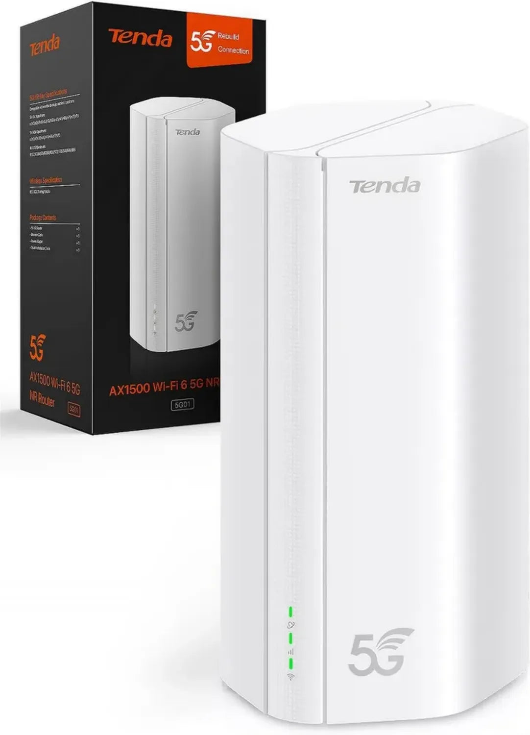 Router 5G Wi-Fi 6 AX1500Mbps Tenda con SIM, Dual Band, Modem 5G/4G LTE, Plug & Play, Porta Gigabit, 6 Antenne Interne