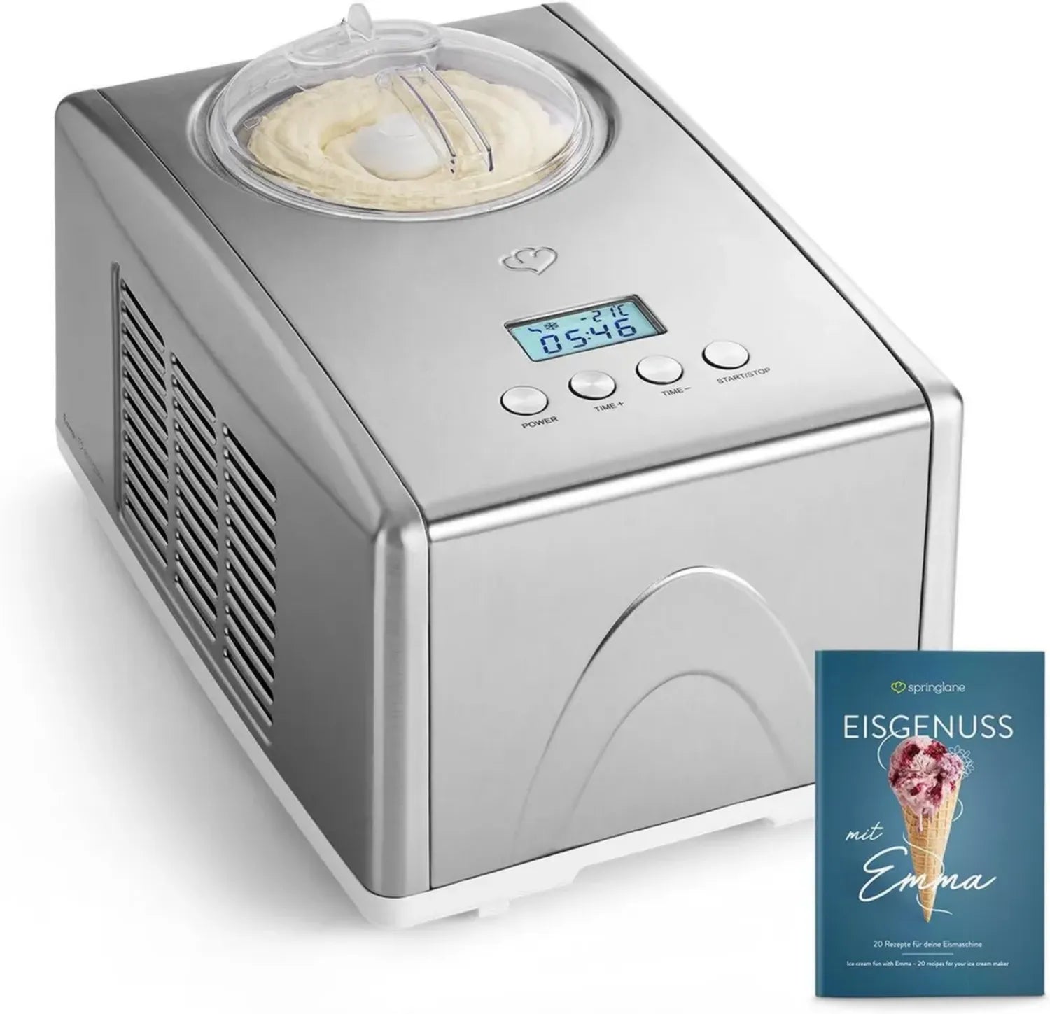 Gelatiera in Acciaio Inox 1,5 L con Compressore Autorefrigerante, Contenitore Rimovibile