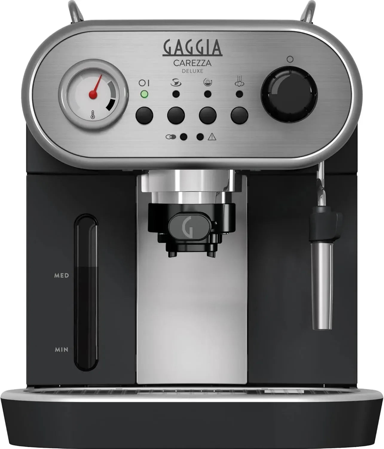Macchina da Caffè Gaggia Carezza Deluxe, Compatibile con Caffè Macinato e Cialde, 230V, 1900W, Grigio/Nero