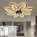 Lampadario Ventilatore Moderno LED con Alexa, ⌀90cm, Motore Silenzioso DC, Design Floreale, Reversibile e Dimmerabile per Interni