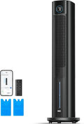 DREO Ventilatore a Torre Silenzioso 110 cm, 4 Velocità e Modalità, Controllo APP, Oscillazione 80°, Timer 12 Ore, Nero