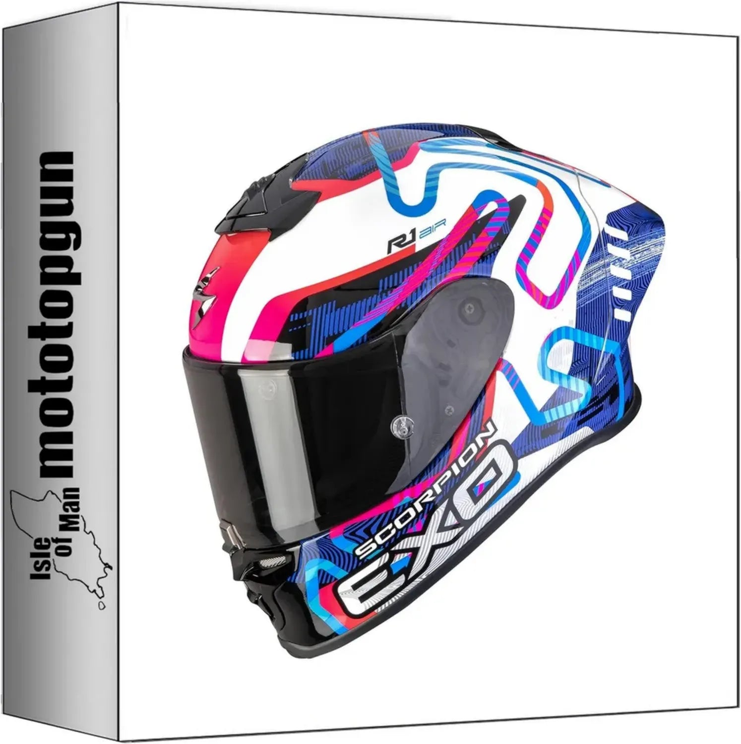 Casco Integrale Scorpion EXO-R1 Evo II Air Colore Bianco Blu Rosa Taglia S
