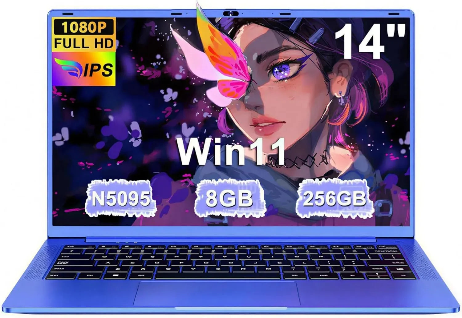 Notebook 14'' FHD Celeron N5095 8GB RAM 256GB SSD WiFi 5G USB 3.0 Tastiera Italiana - Viola