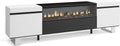 Mobile TV con Caminetto Elettrico, 200x57x35cm, Stile Industriale Moderno, Bianco e Nero, Compatibile con TV fino a 80 Pollici