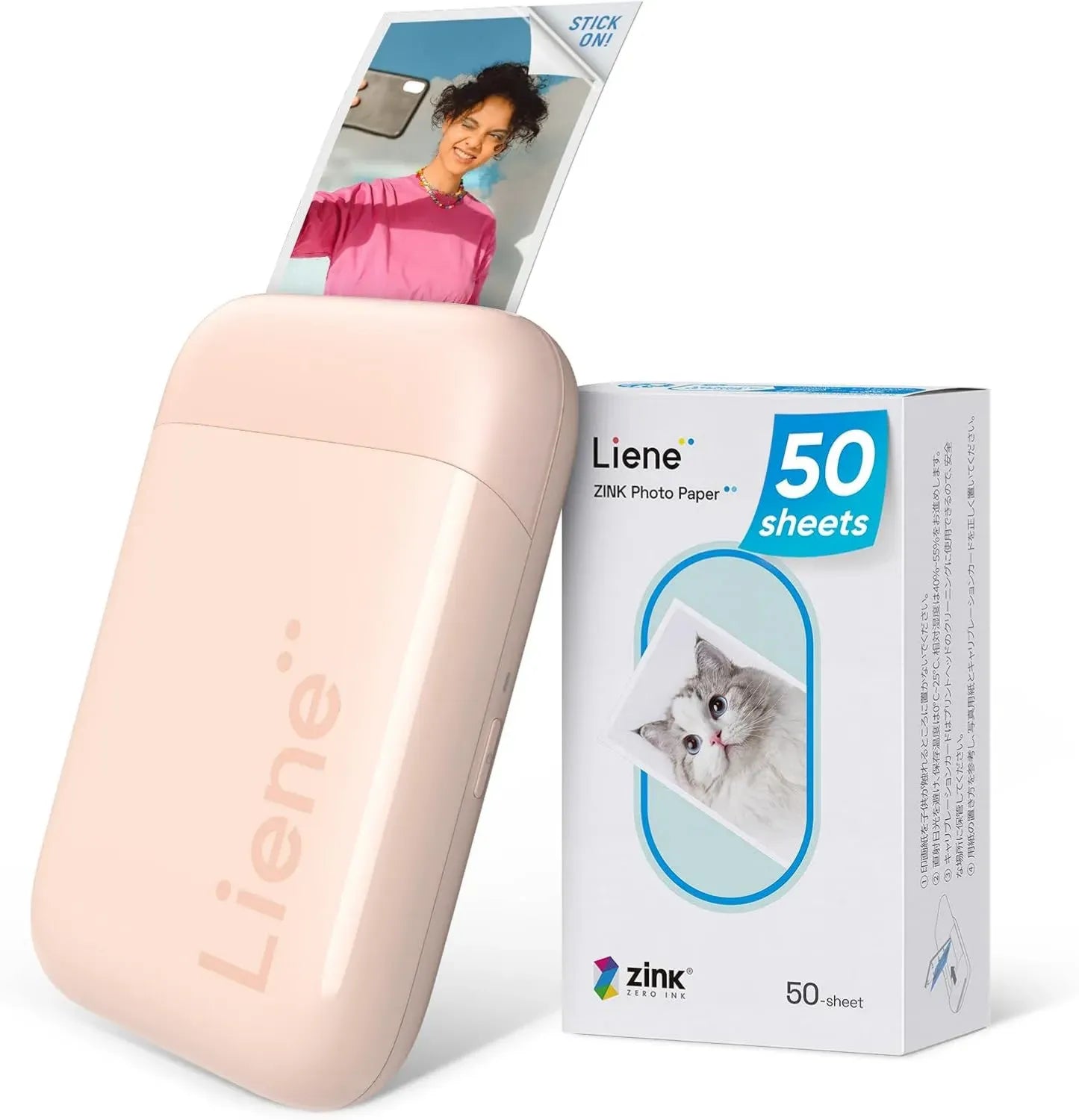 Stampante Fotografica Portatile Liene 2 x 3 con 50 Fogli Adesivi Zink, Mini Bluetooth per iOS/Android, Stampa Istantanea per iPhone
