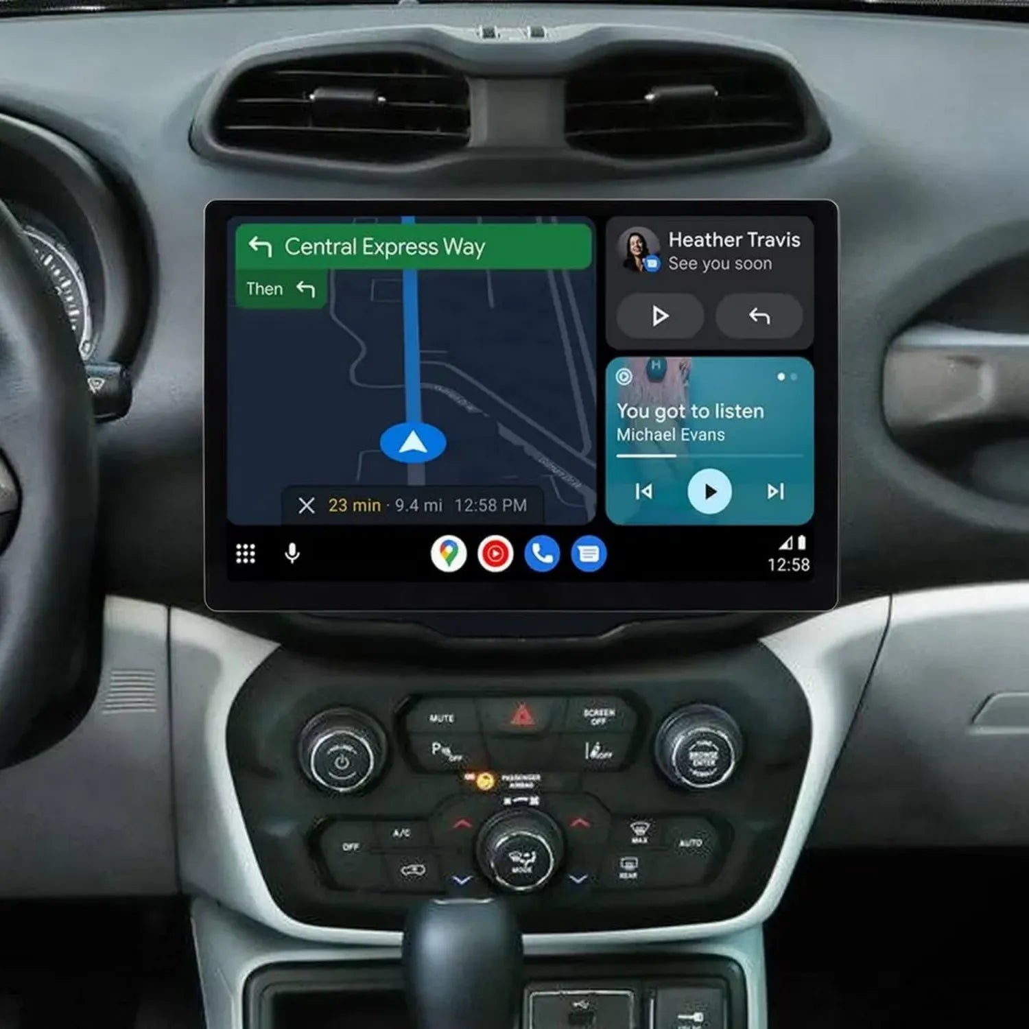 Sistema Multimediale Android QLED 13,1 per Jeep Renegade 2014-2019, CarPlay Wireless, Navigazione GPS, 4G LTE, Bluetooth 5.0 e WiFi