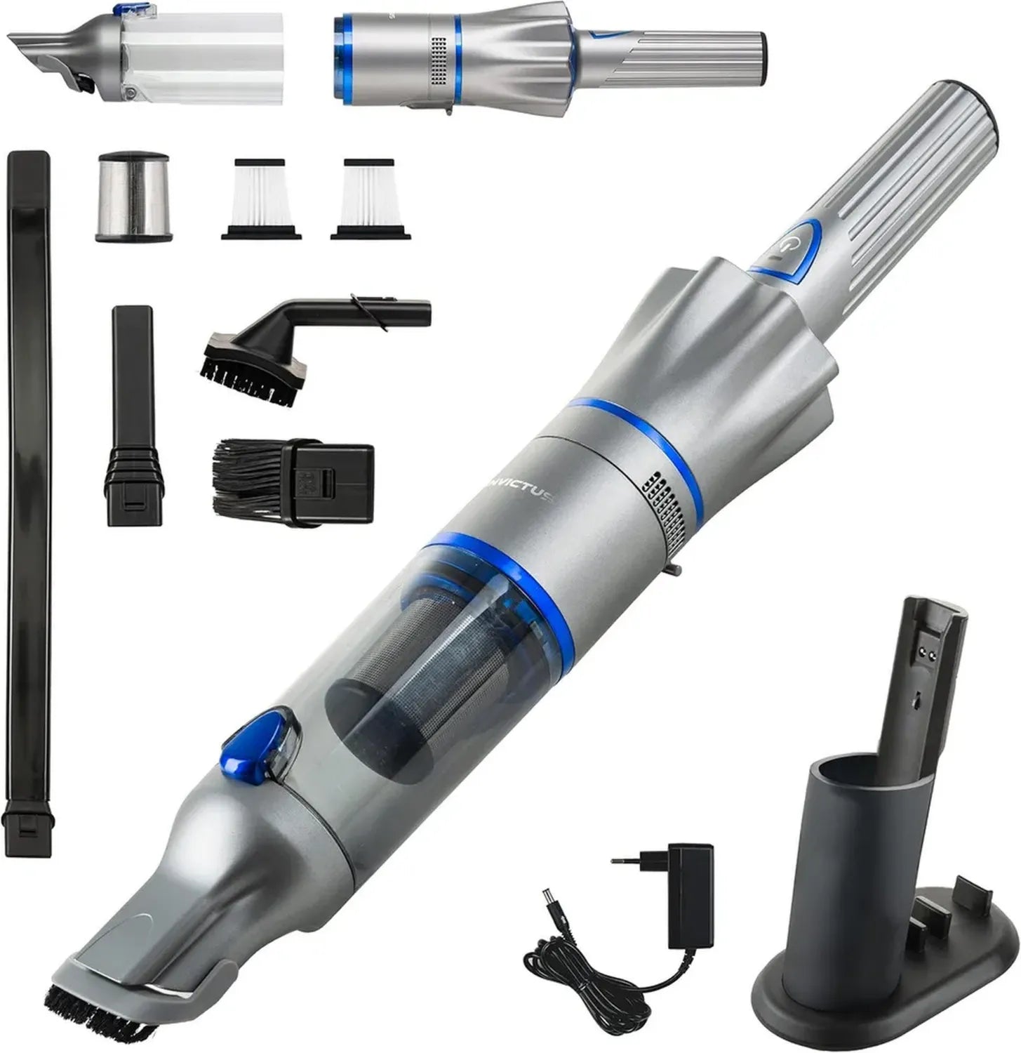 Aspirapolvere Portatile Invictus One 2.0 e per Pavimento, Blu, Senza Sacchetto e Fili, Potente da 13000 PA, 2 Filtri HEPA, Batteria Litio