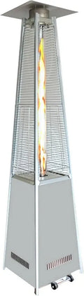 Riscaldatore a piramide a gas propano 48000 BTU con ruote e copertura, per patio interno ed esterno, nero argento
