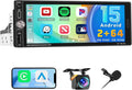 Autoradio Android 1 Din 2+64GB con Carplay Wireless, Schermo Touch 6,9'', GPS, WiFi, Bluetooth, Radio FM RDS, Comandi al Volante, Android Auto e Retrocamera