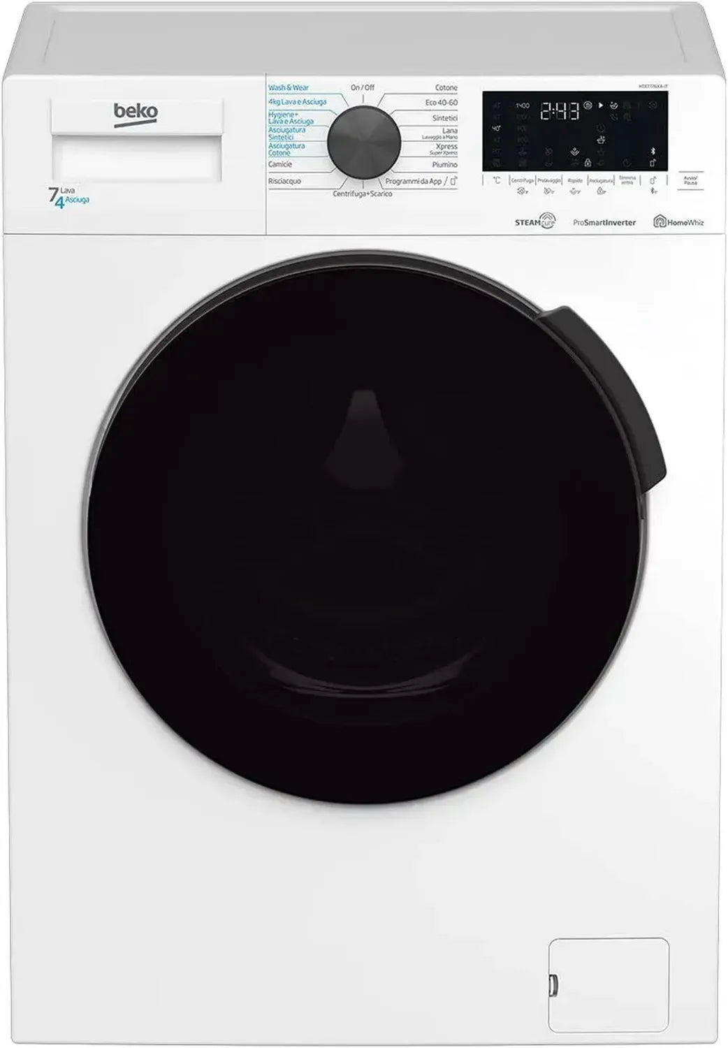 Beko Lavasciuga Slim 7/4 Kg con Tecnologia a Vapore SteamCure, 1400 Giri, 15 Programmi, Compatta