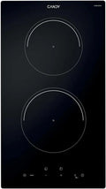 Candy CI32CBB - Piano cottura a induzione 30 cm, 2 zone, 9 livelli, 3.5 KW, controllo centrale, sicurezza bambini, allarme surriscaldamento, nero