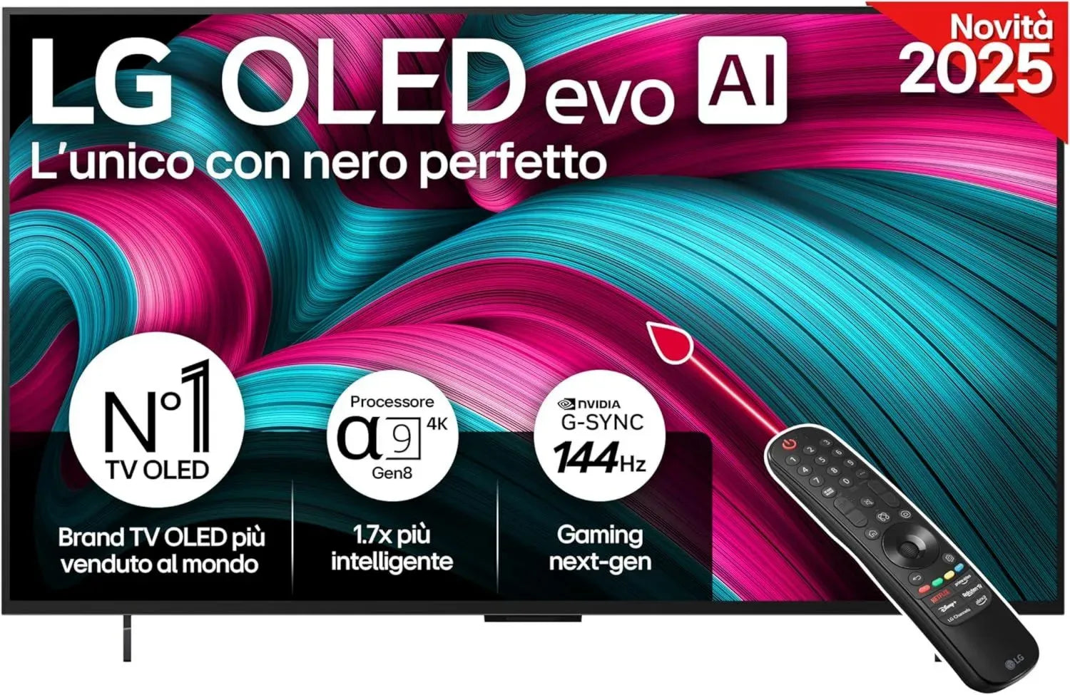 TV LG OLED evo C5 42", 4K Smart TV, Processore AI Gen8, Sistema webOS, Dolby Vision e Atmos, VRR e GSYNC 4K@144Hz per Gaming, 4 porte HDMI 2.1, Compatibile con Alexa, Modello OLED42C54LA 2025