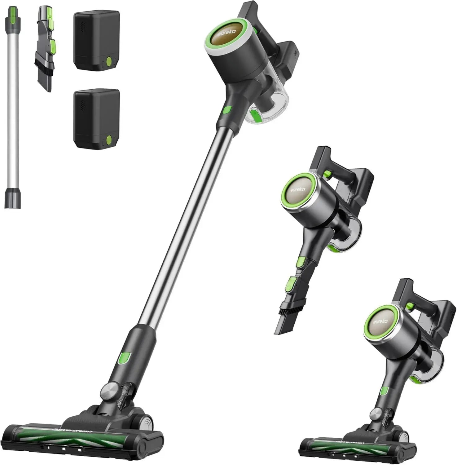 Eureka NEC370 Scopa Elettrica Senza Fili 3 in 1 con Aspirazione Potente e Batterie Intercambiabili