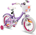 HILAND Bicicletta per Bambine 12-16 Pollici con Ruote di Supporto, Freni e Cestino, Rosa/Viola/Bianco