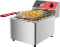 Friggitrice Elettrica Professionale CROSSON 8 Litri 3250W in Acciaio Inox con Cestello e Coperchio, Controllo Tempo e Temperatura 80-200°C, Ideale per Cucina e Ristorante