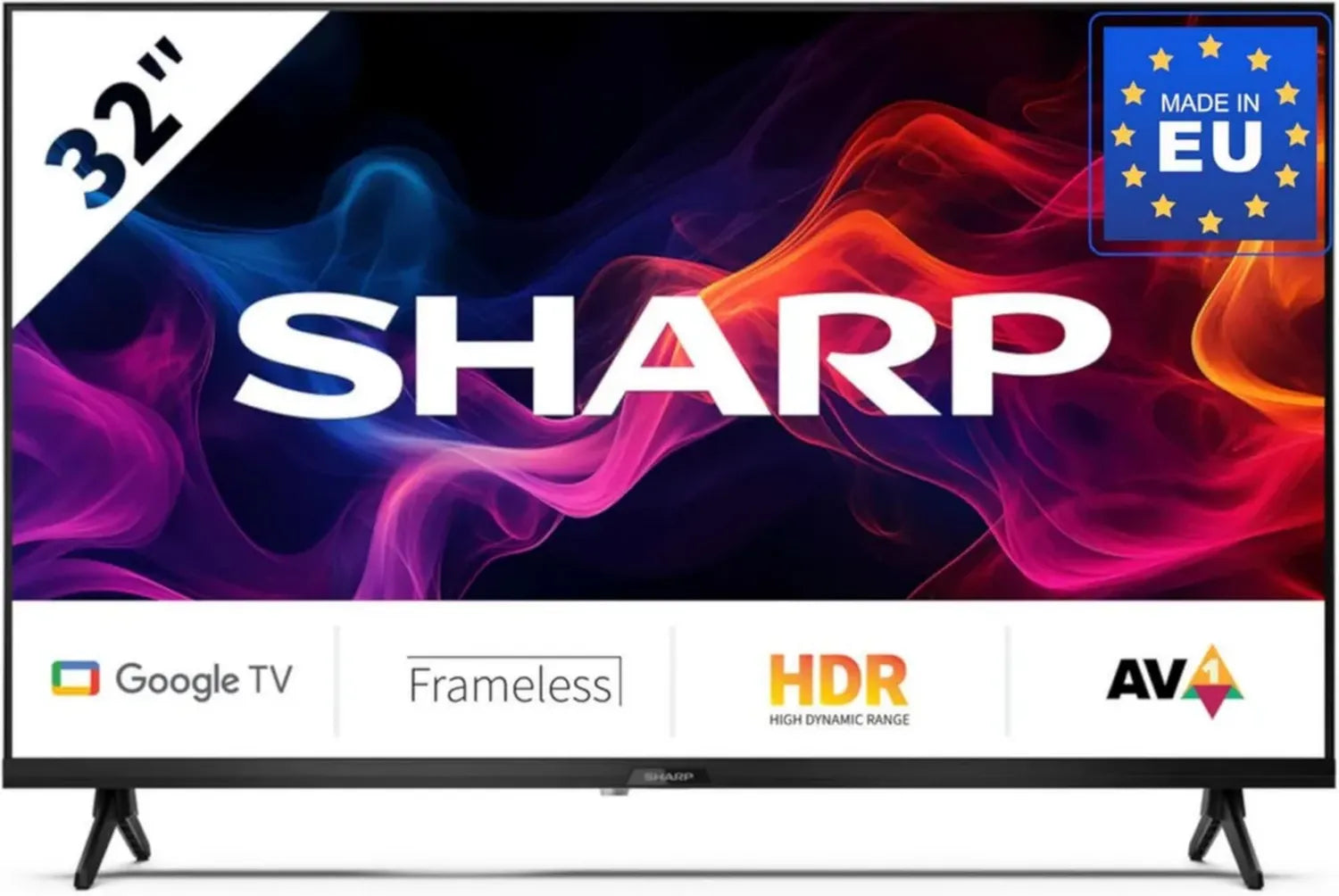 Smart TV 32 Pollici, H.265/HEVC, DVB-T2, Colore Nero