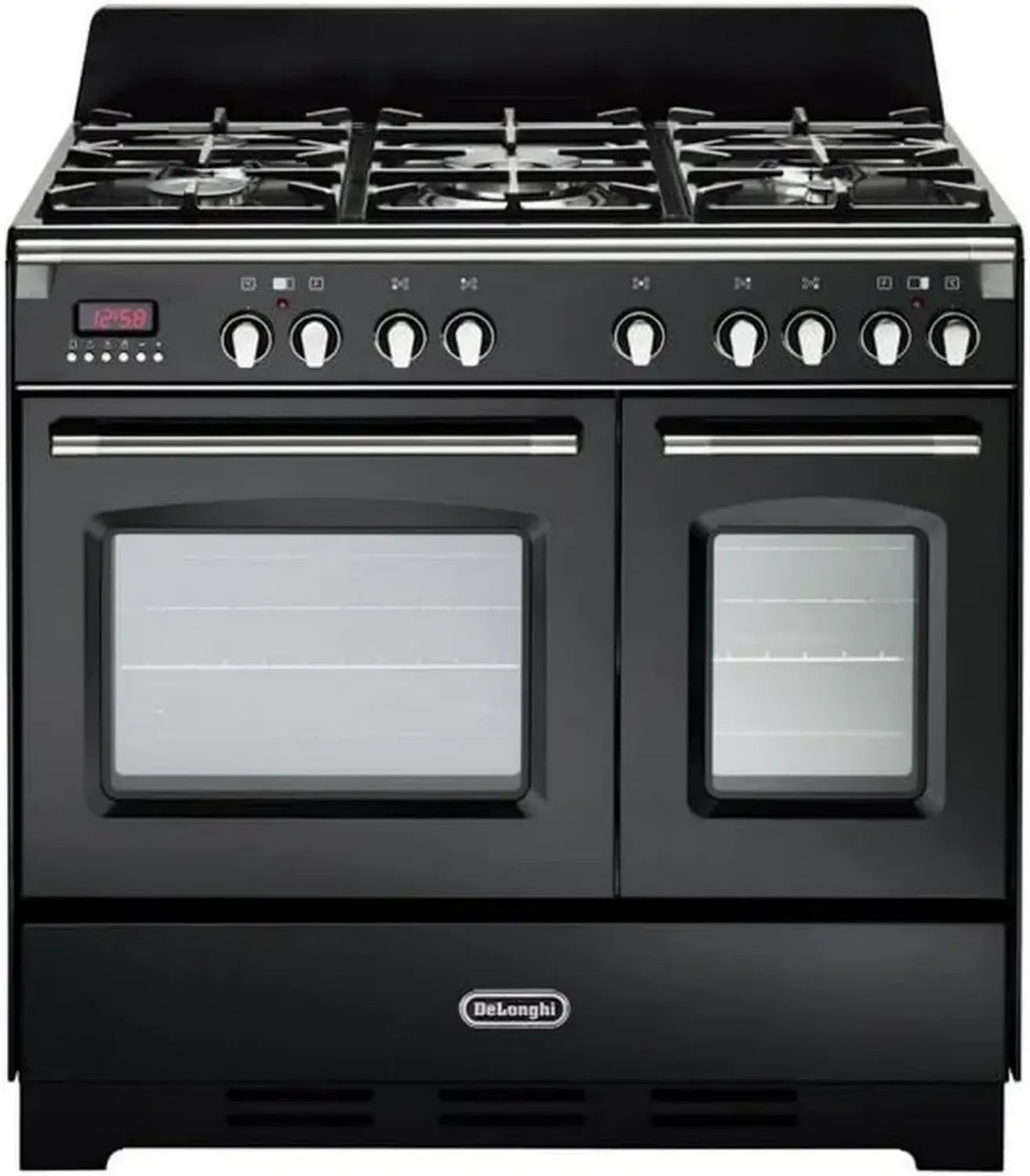 De Longhi Cucina a Gas 5 Fuochi con Doppio Forno Elettrico, 90x60 cm, Antracite, Serie Mastercook