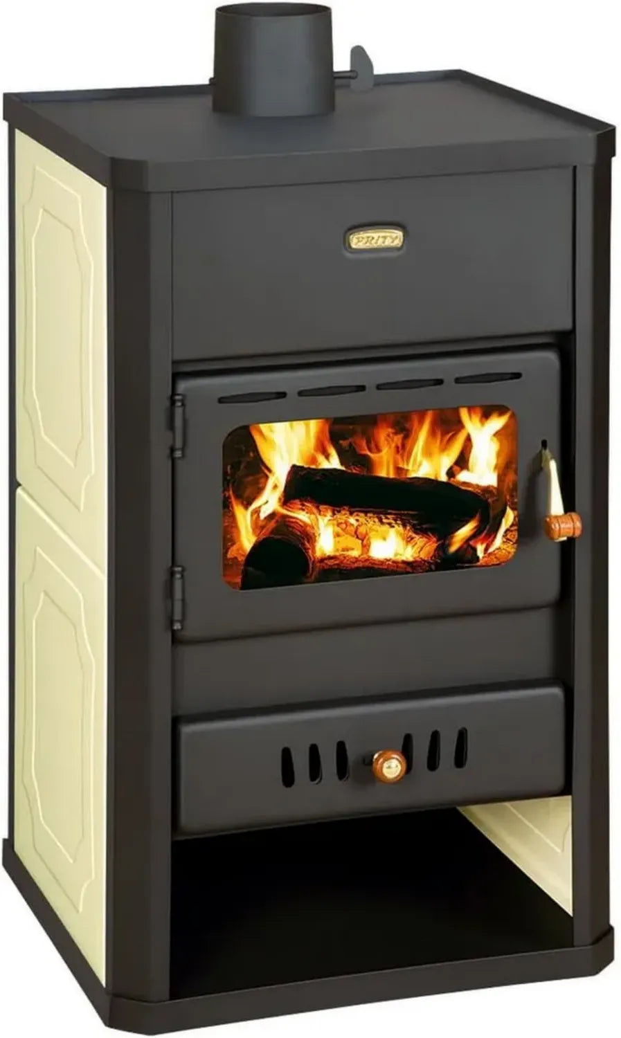 Stufa a legna Prity S1 W10 10 kW con acquatoio per riscaldamento centralizzato
